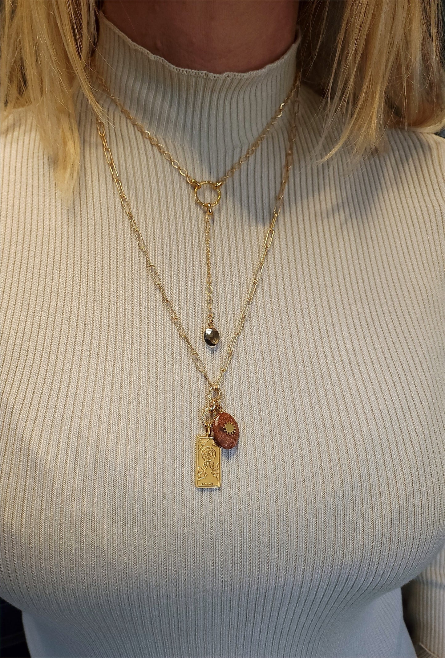 Collier en maille or et jaspe - TANIA - Tarot