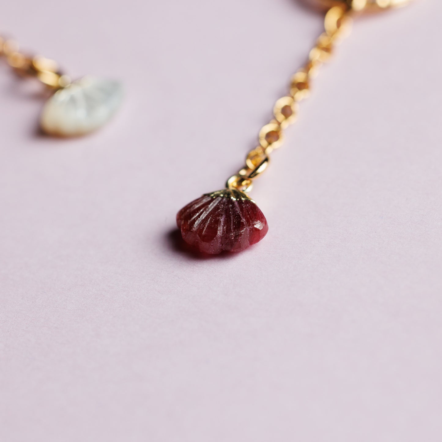 Collier en maille or - Ginko rubis - GINA