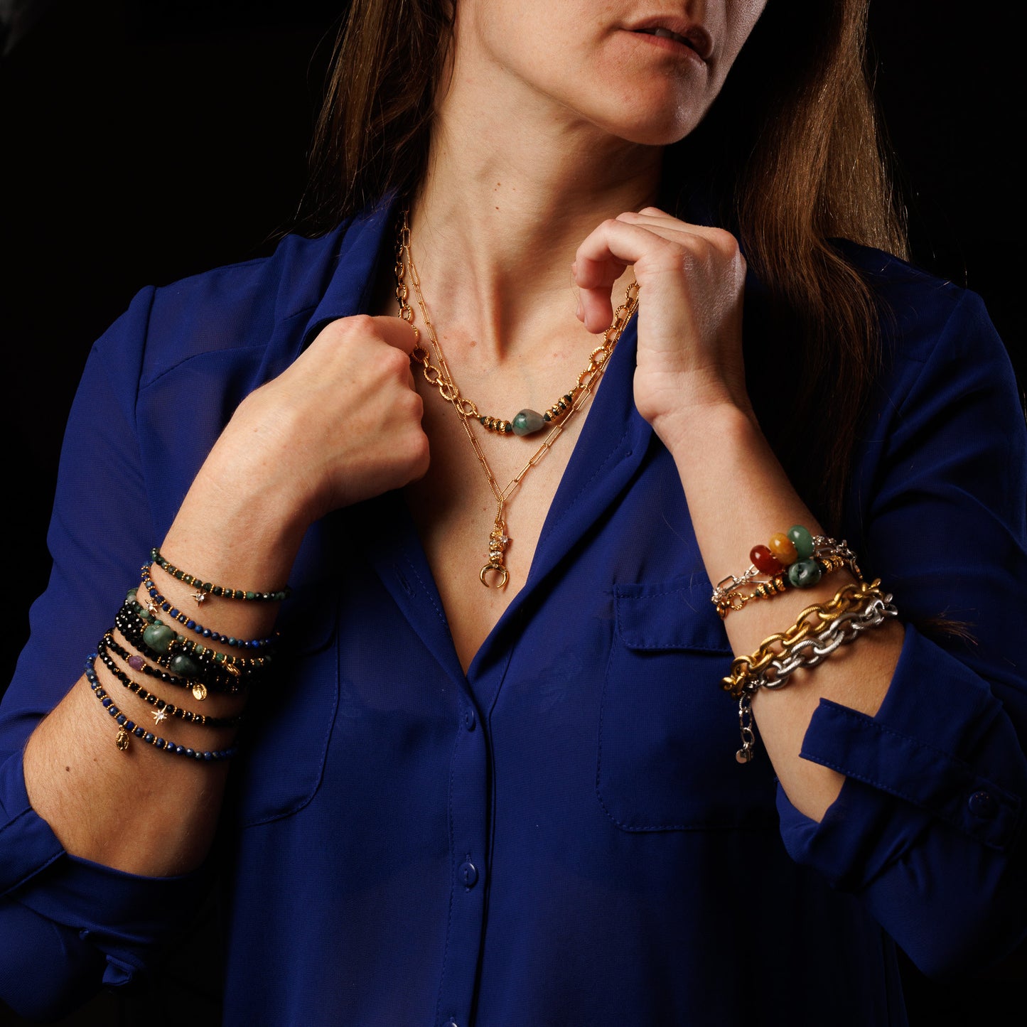Bracelet maille XXL - Acier inoxydable doré - JACKY