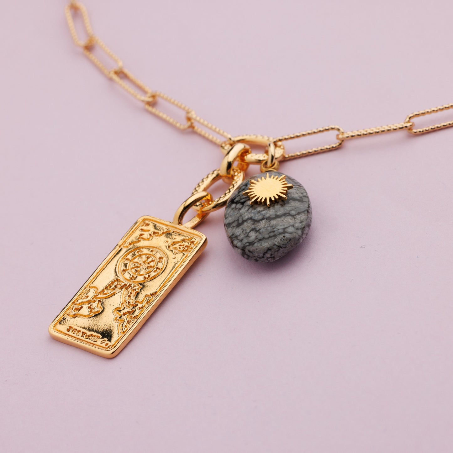 Collier en maille or et jaspe - TANIA - Tarot