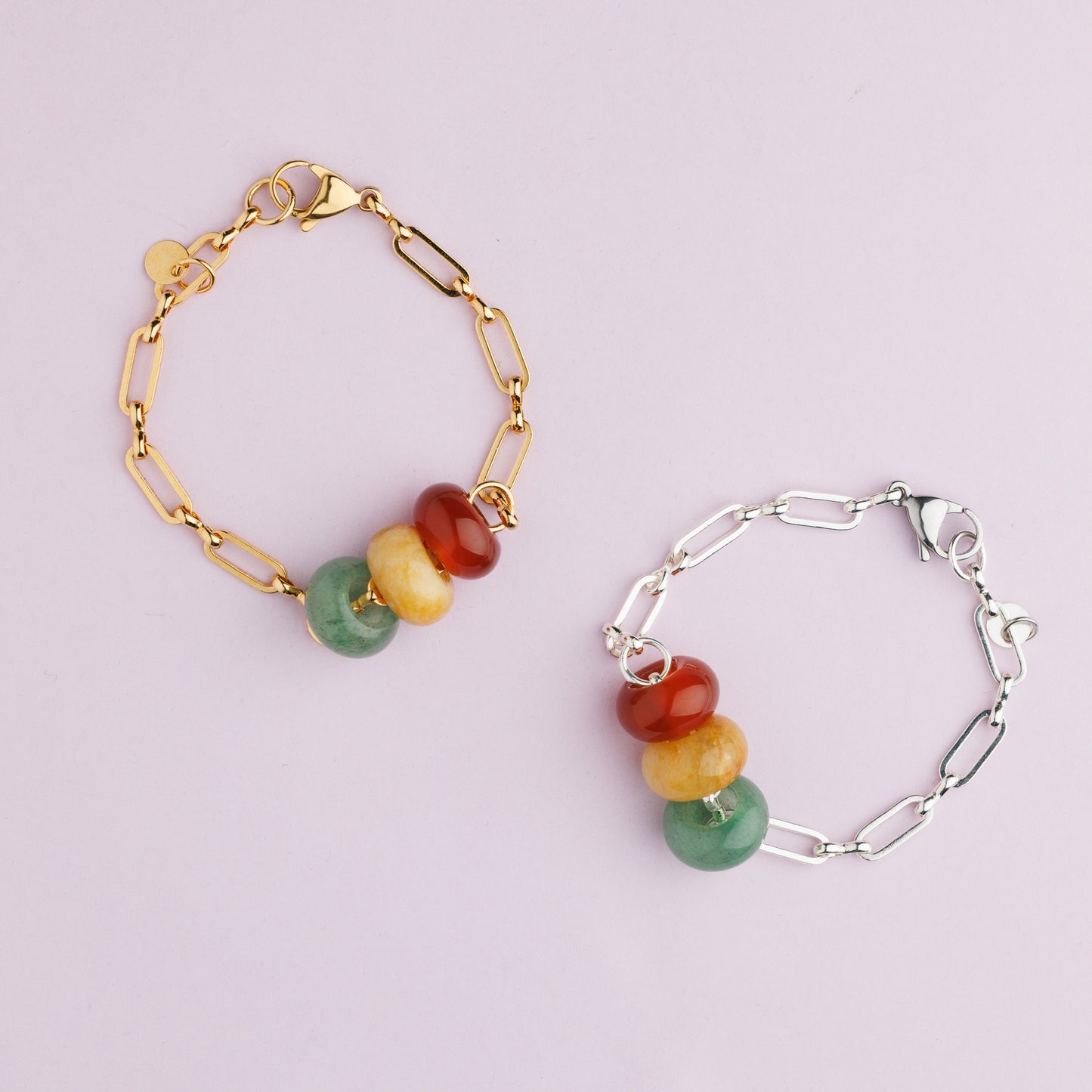 Bracelet maille or - Aventurine - Cornaline - Jade - CARO