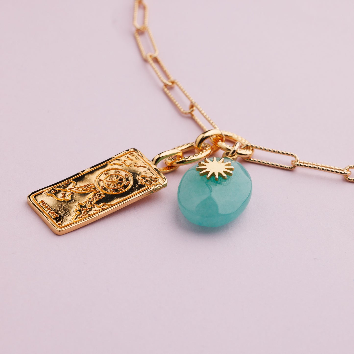 Collier en maille or et jaspe bleu - TANIA - Tarot