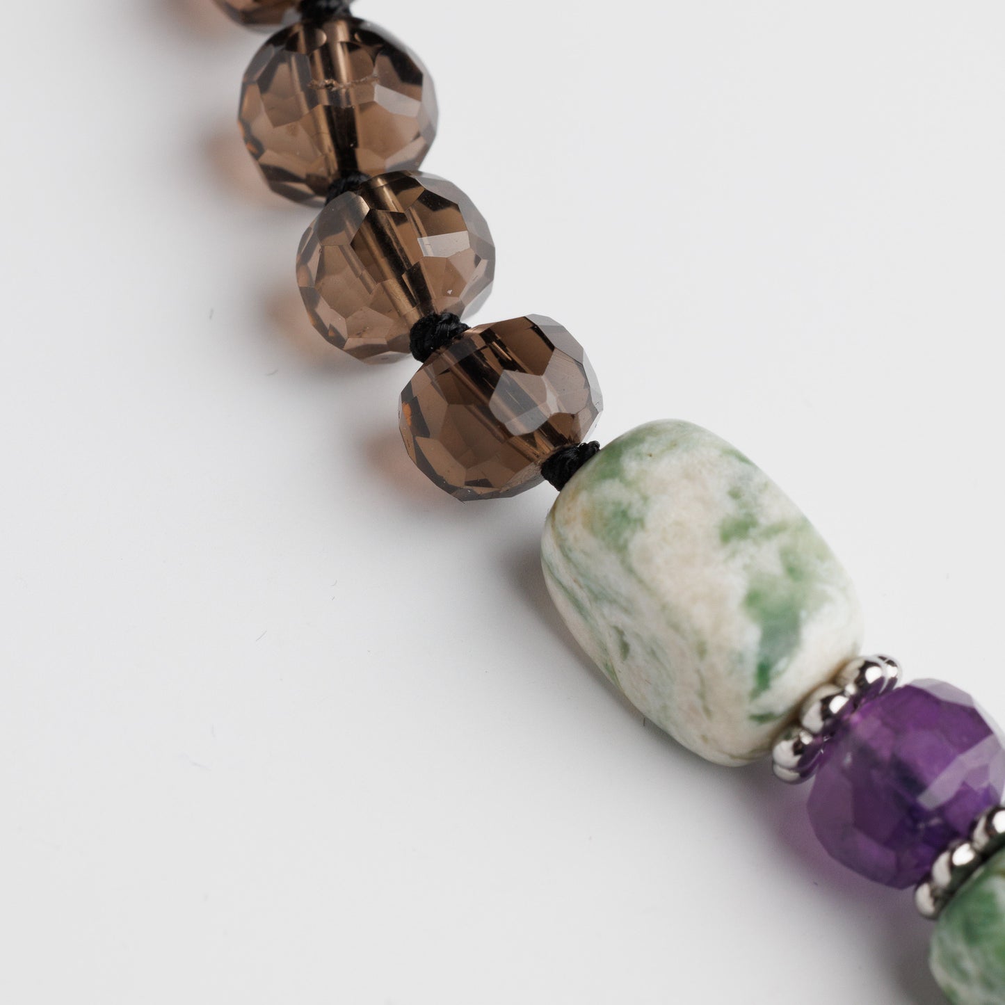 Sautoir argent - Quartz fumé et améthyste - AMÉLIE