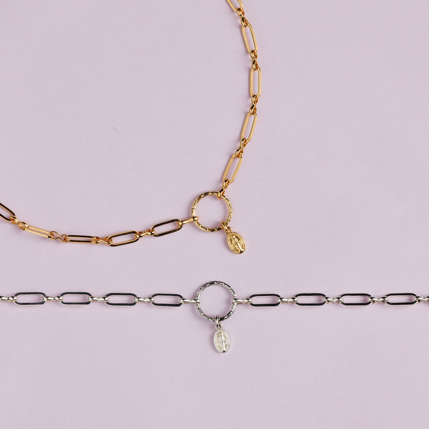 Collier maille plaqué argent - Médaille miraculeuse -VERA