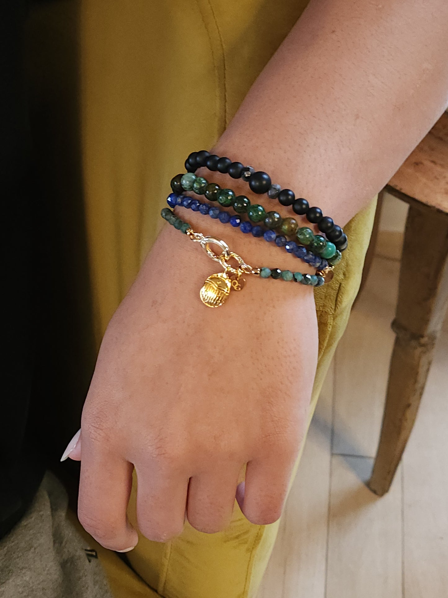 Bracelet plaqué rhodium - Quartz fumé - MANON