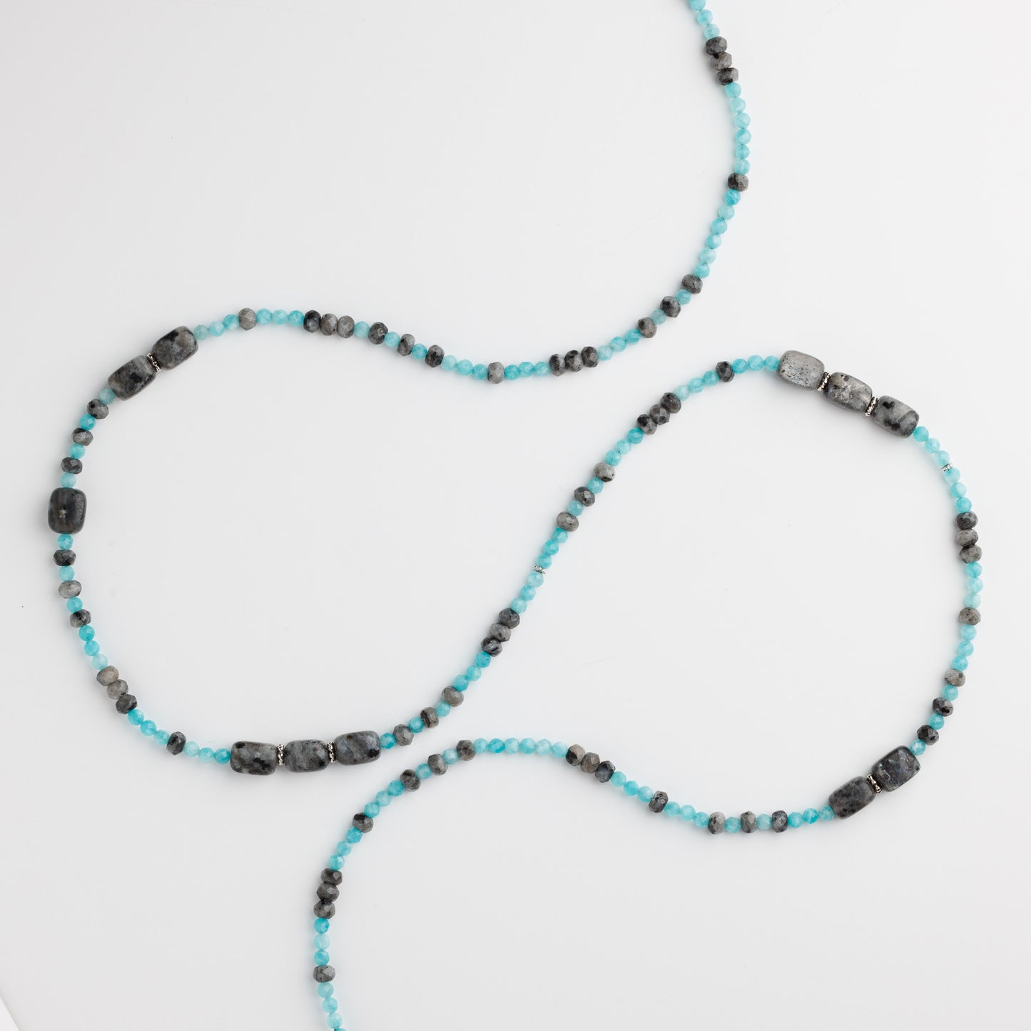 Sautoir argent - Amazonite et Labradorite - FIDJI