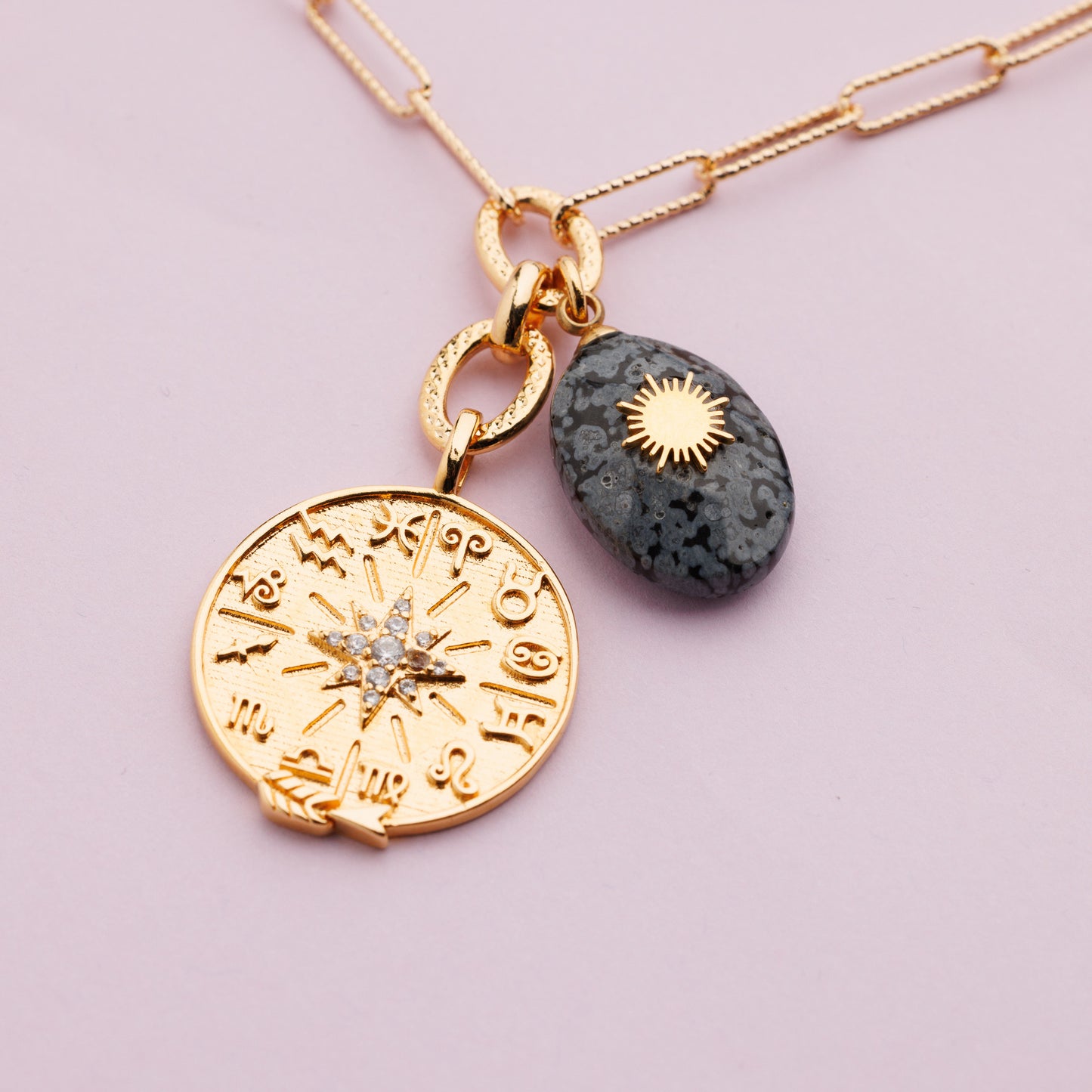 Collier en maille or et jaspe - TANIA - Astro