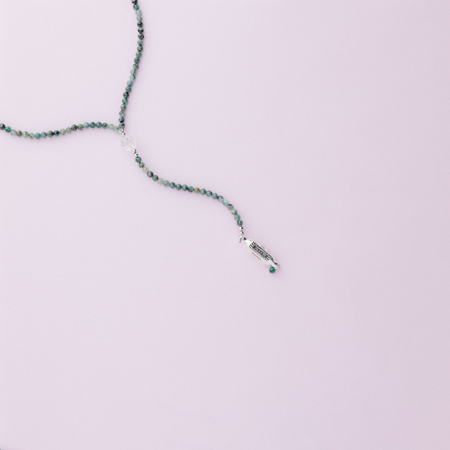 Collier plaqué rhodium - Emeraude - Talisman - CASSIE