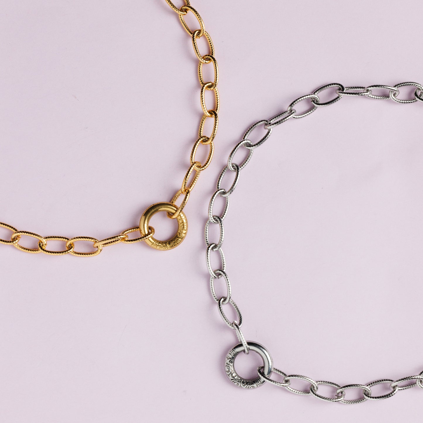 Collier en maille acier inoxydable argent - Anneau - DANNY