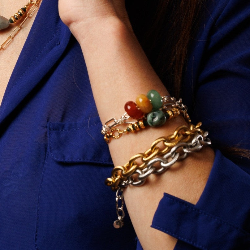 Bracelet maille XXL - Acier inoxydable doré - JACKY