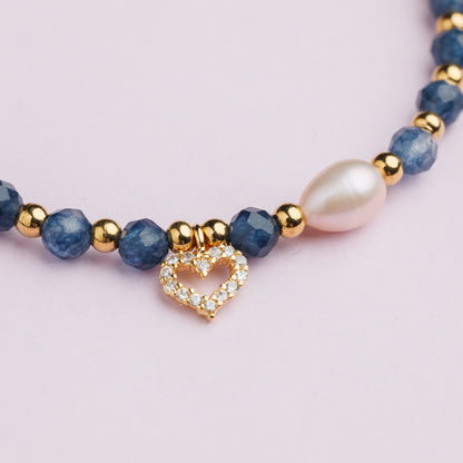 Bracelet or - Saphir et Perle de culture - Cœur - JULIA