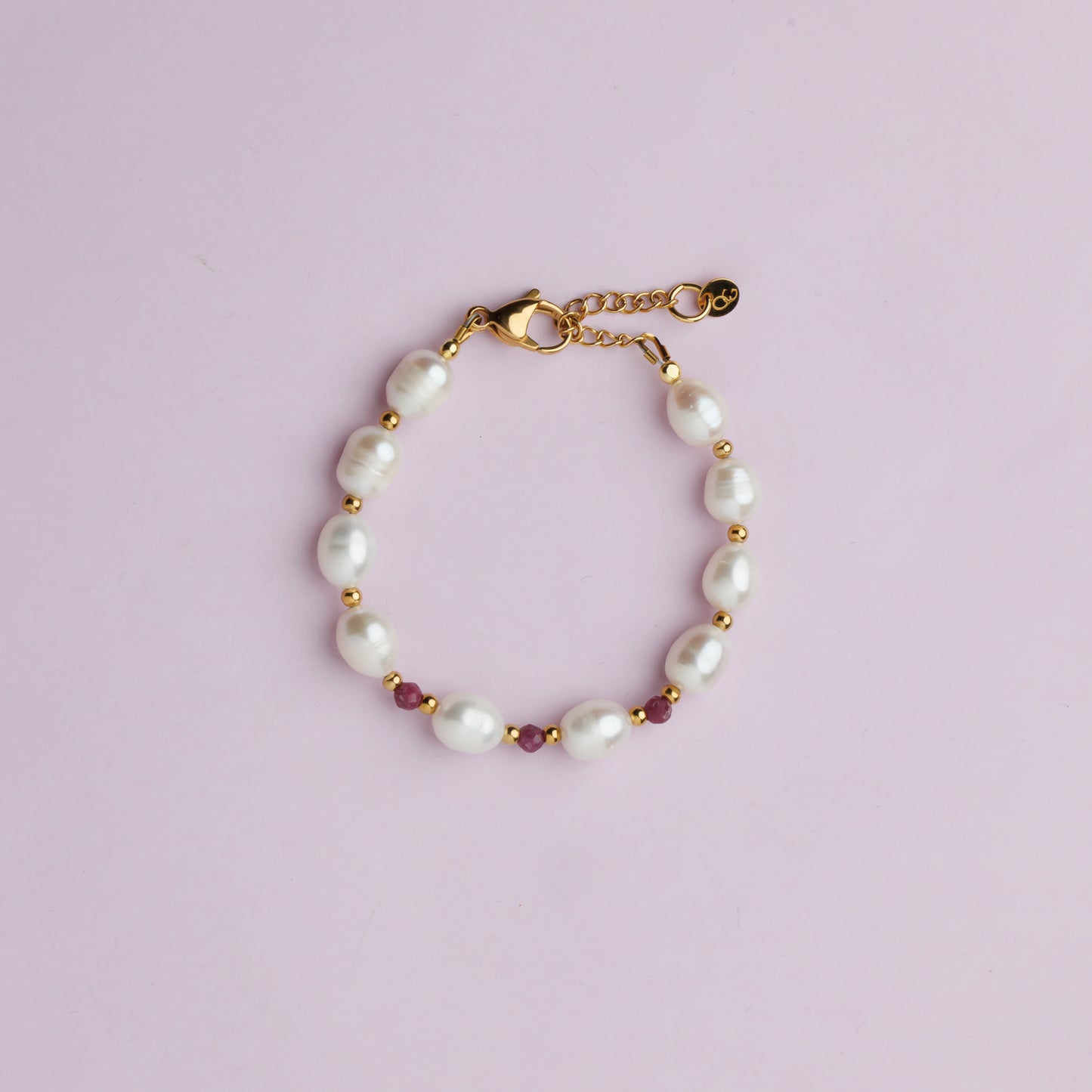 Bracelet or - Perle de culture et Rubis - DIVINA