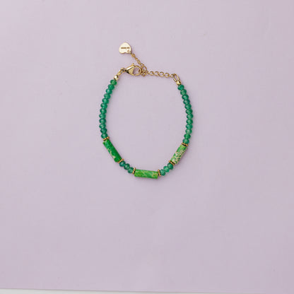 Bracelet or - Onyx vert et jaspe - RIO