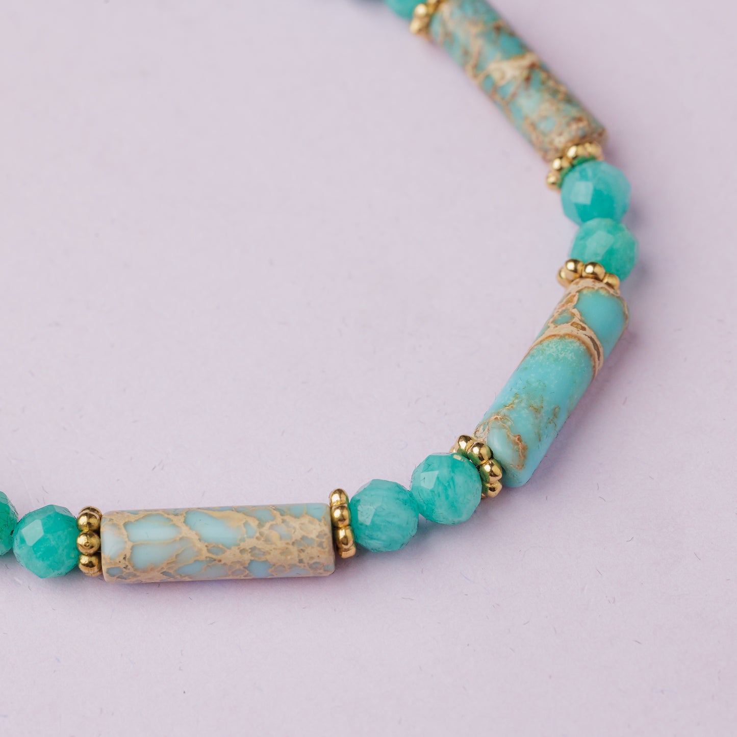 Bracelet or - Amazonite et jaspe - RIO