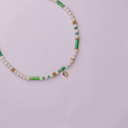 Collier or - Jade - Onyx vert et jaspe - BOMBAY