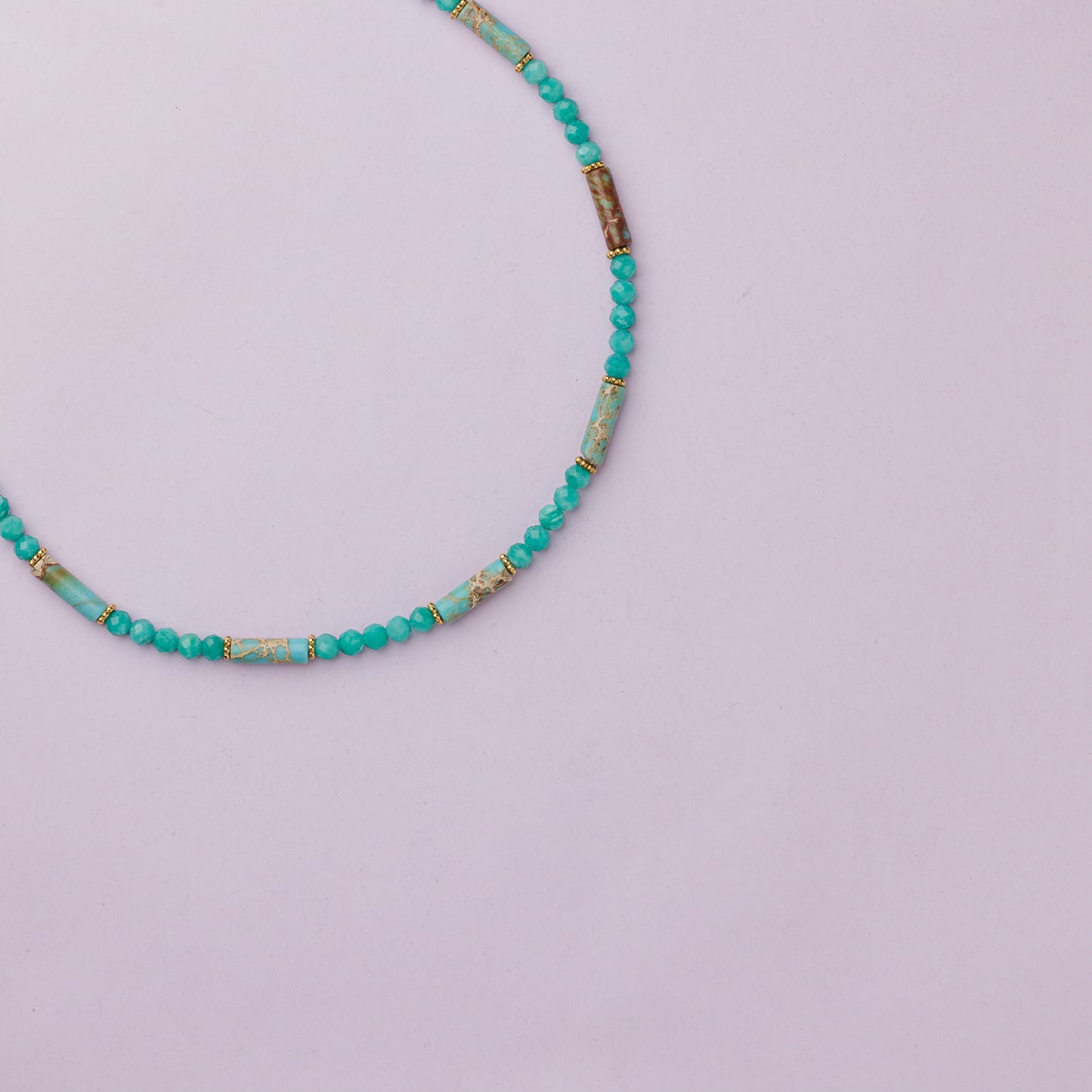 Collier or - Amazonite et jaspe - RIO