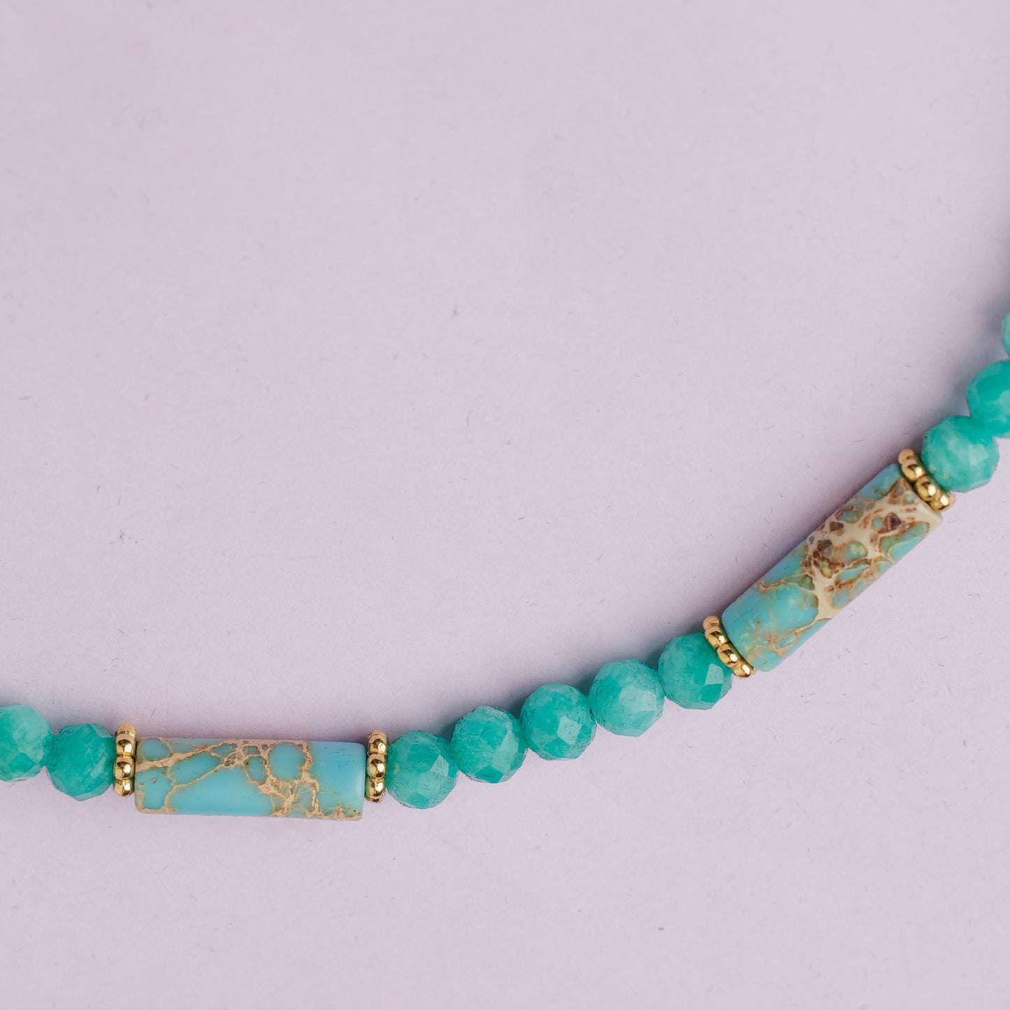 Collier or - Amazonite et jaspe - RIO