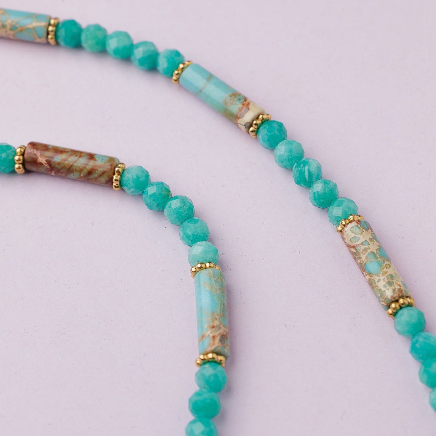 Collier or - Amazonite et jaspe - RIO