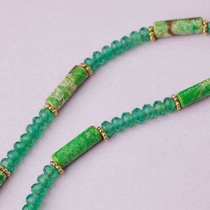 Collier or - Onyx vert et jaspe - RIO