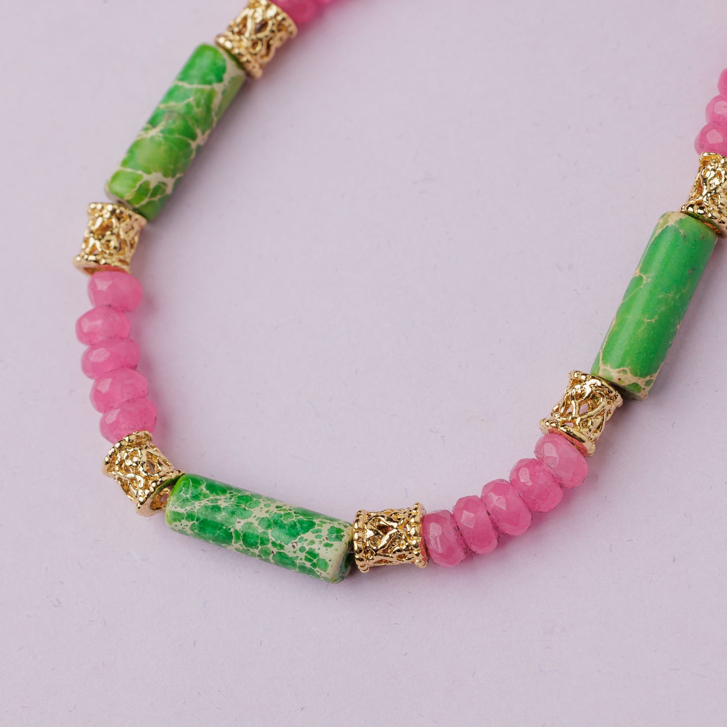 Collier or - Jade et jaspe - ACAPULCO