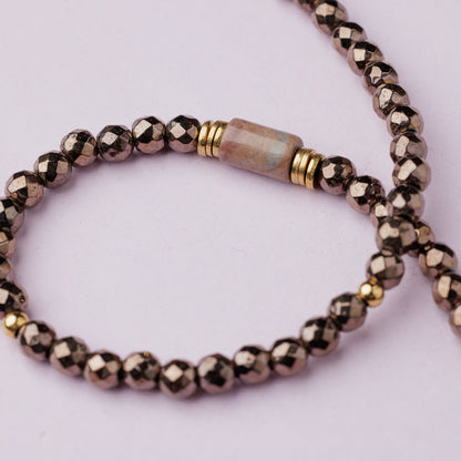 Collier or - Hématite et Rhodonite - DARWIN