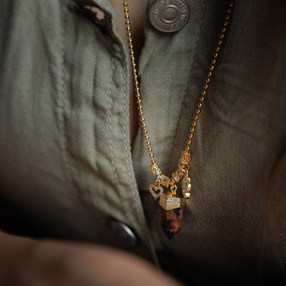 Collier en maille or - Rhodonite - SYDNEY