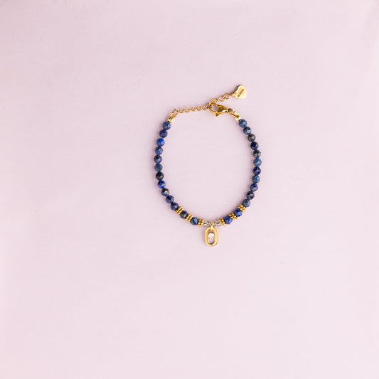 Bracelet or - Lapis lazuli - DIAM'S