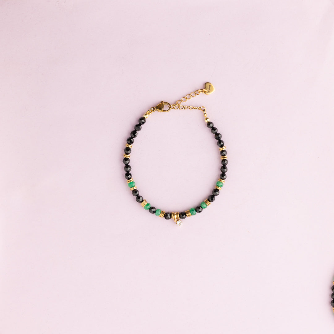 Bracelet or - Spinelle et onyx vert - NIRVANA