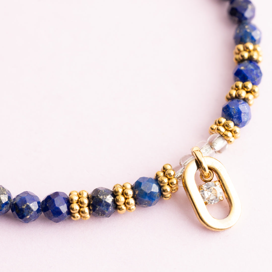 Bracelet or - Lapis lazuli - DIAM'S