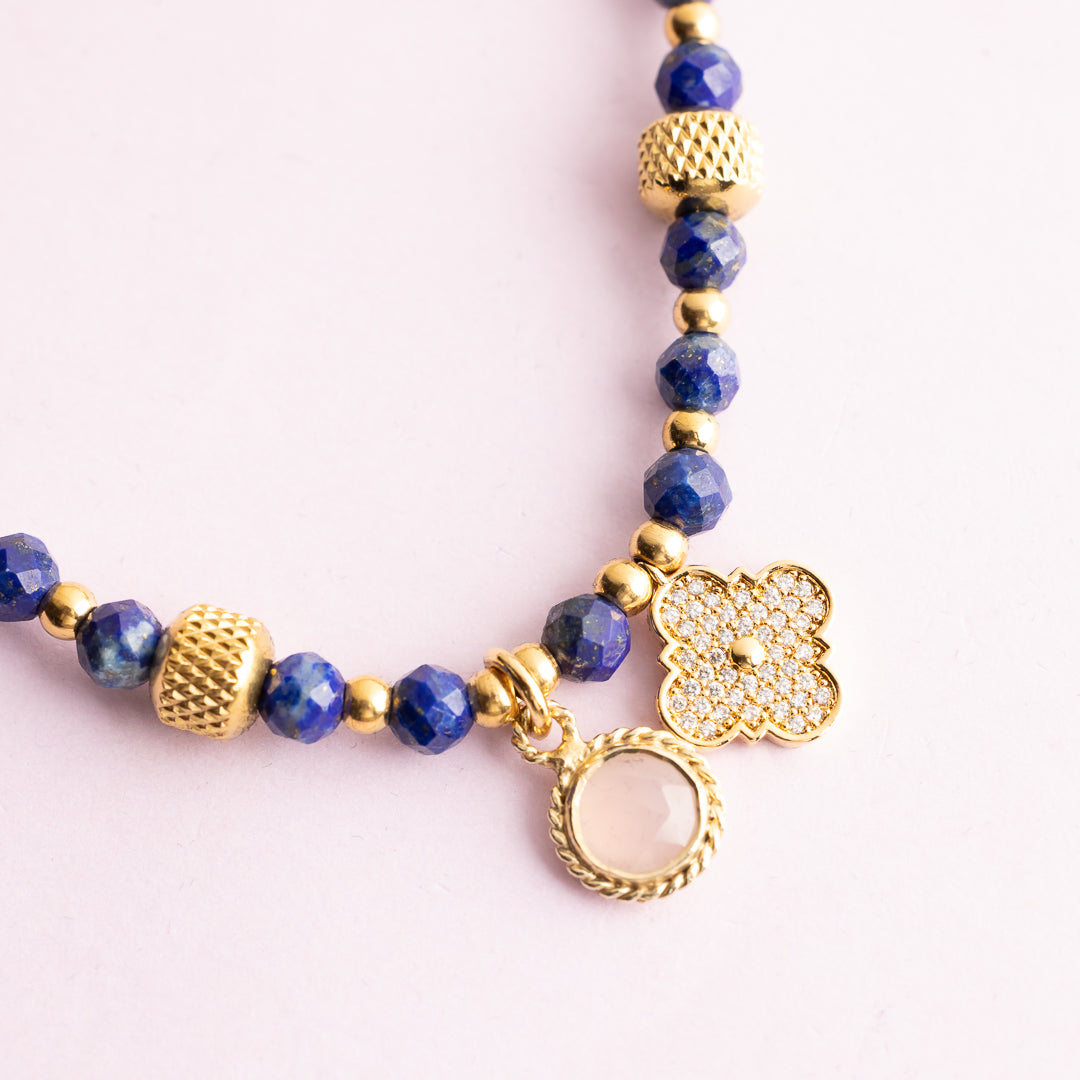 Collier or - Lapis lazuli - FRIDA