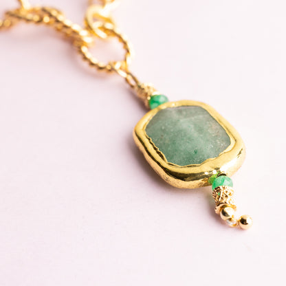 Collier en maille or - Quartz vert - MARLA