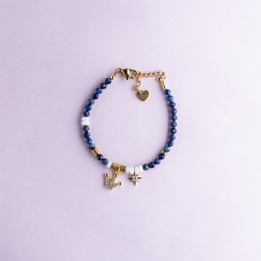 Bracelet or - Lapis lazuli - Jade - CROWN