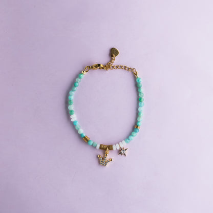 Bracelet or - Amazonite - Jade - CROWN
