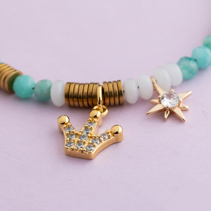 Bracelet or - Amazonite - Jade - CROWN