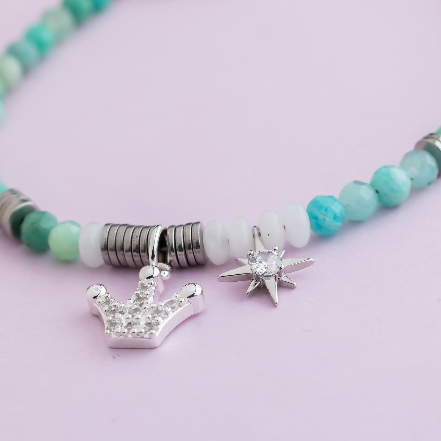 Bracelet argent - Amazonite - Jade - CROWN