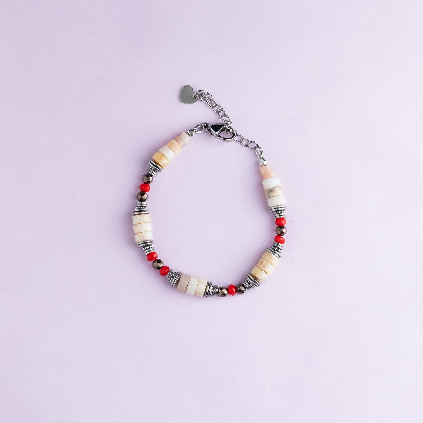 Bracelet argent - Opale - Hématite et jade - RITA