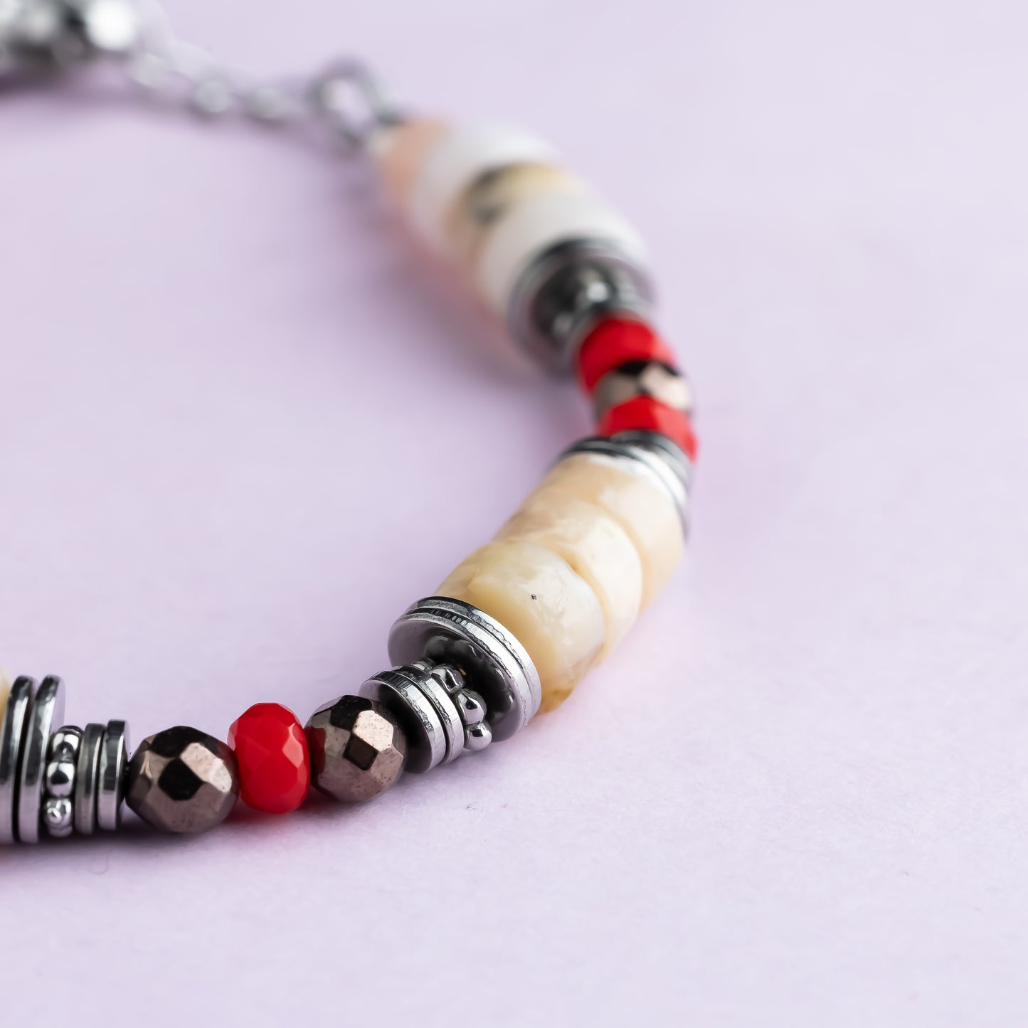 Bracelet argent - Opale - Hématite et jade - RITA