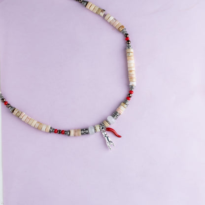 Collier argent - Opale - Hématite et jade - RITA