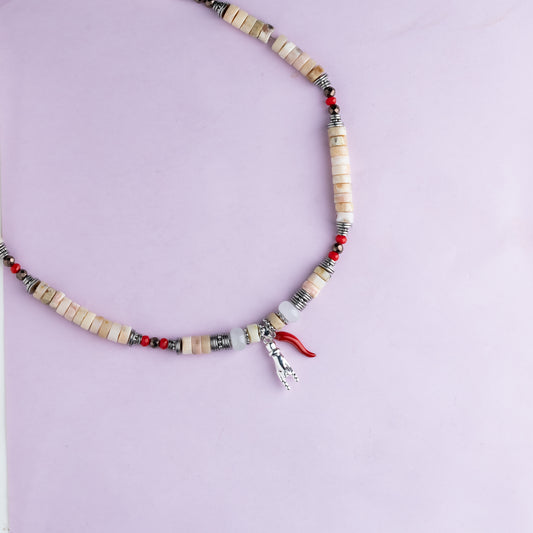 Collier argent - Opale - Hématite et jade - RITA