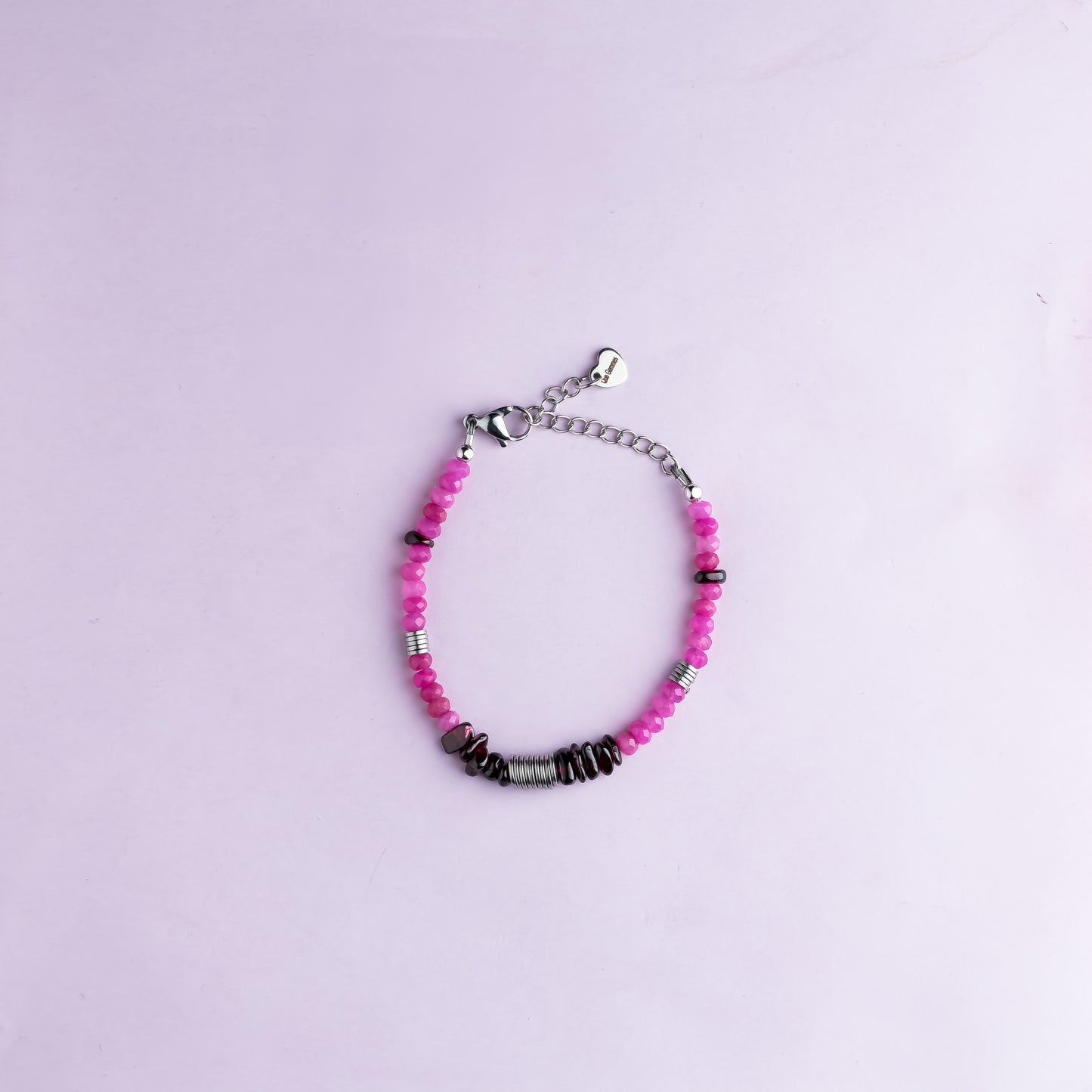 Bracelet argent - Jade et grenat - NOAH