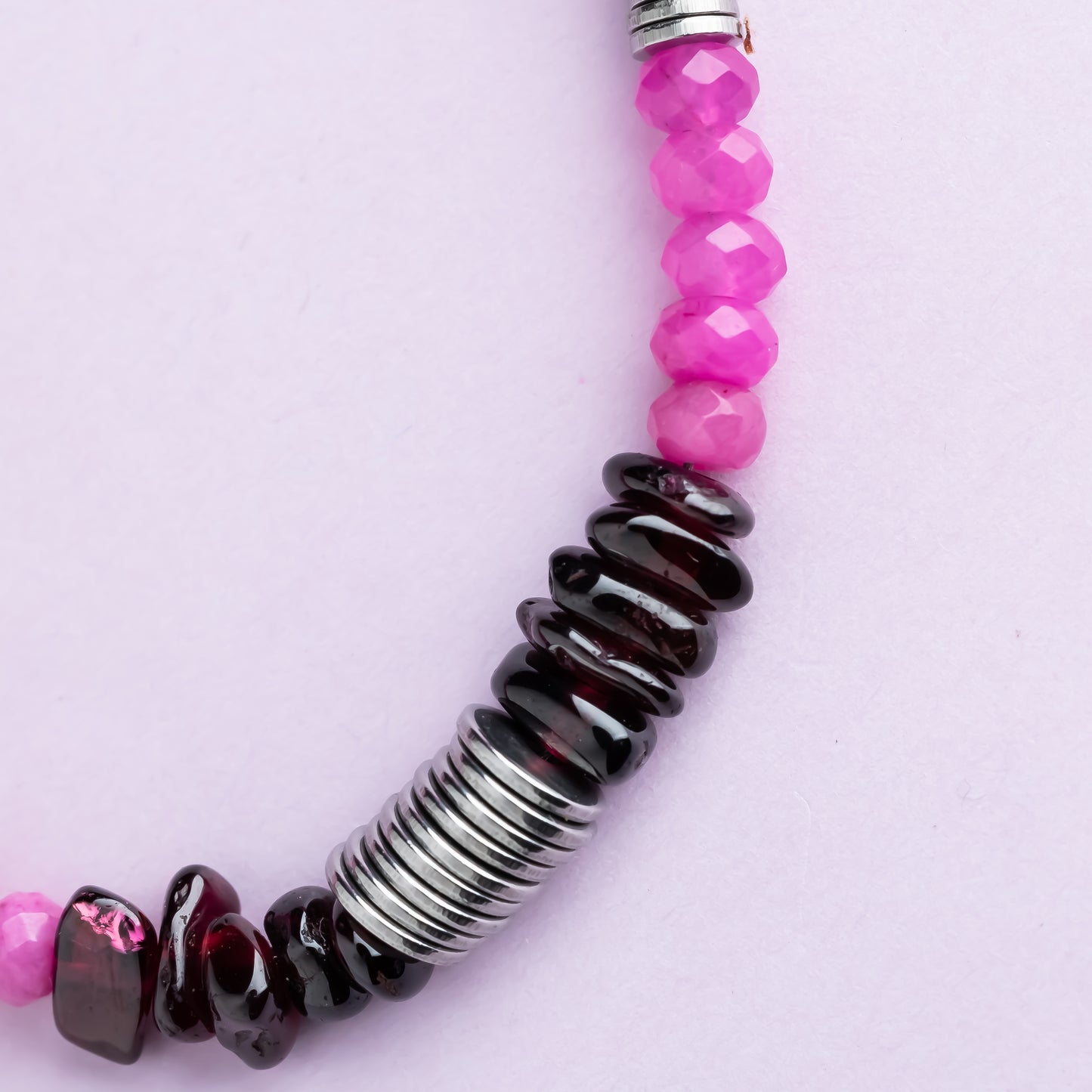 Bracelet argent - Jade et grenat - NOAH