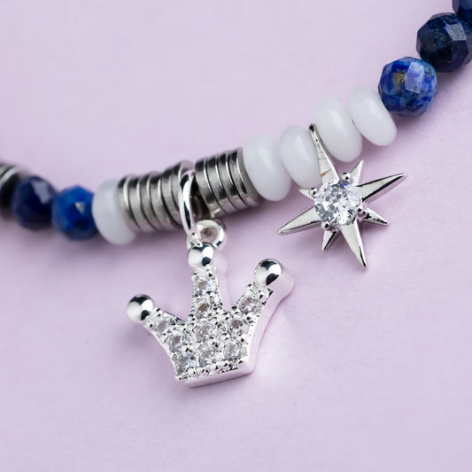 Collier argent - Lapis lazuli - Jade - CROWN
