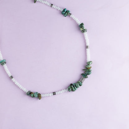 Collier argent - Jade et turquoise - NOAH