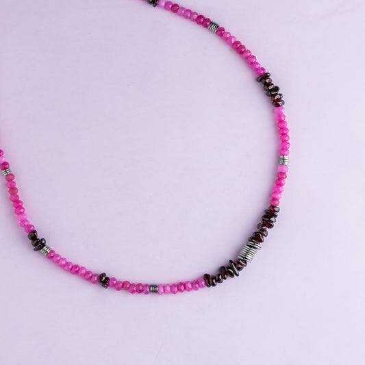 Collier argent - Jade et grenat - NOAH