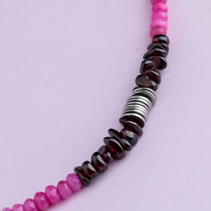 Collier argent - Jade et grenat - NOAH