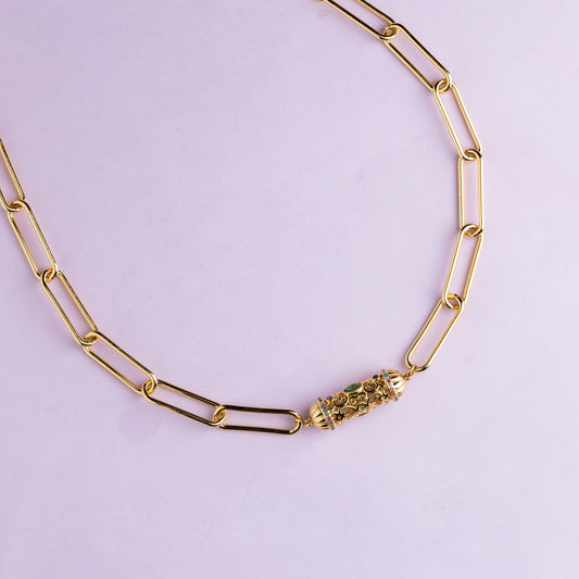Collier maille plaqué or - Talisman  - INDIRA