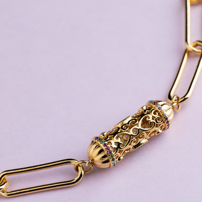 Collier maille plaqué or - Talisman  - INDIRA