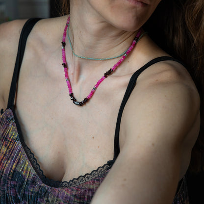 Collier argent - Jade et grenat - NOAH