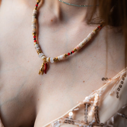 Collier or - Opale - Hématite et jade - RITA