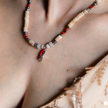 Collier argent - Opale - Hématite et jade - RITA